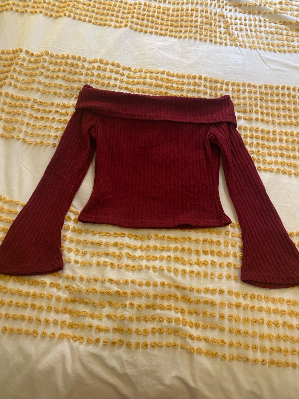 Cider Off-the-Shoulder Ribbed Sweater in Burgundy